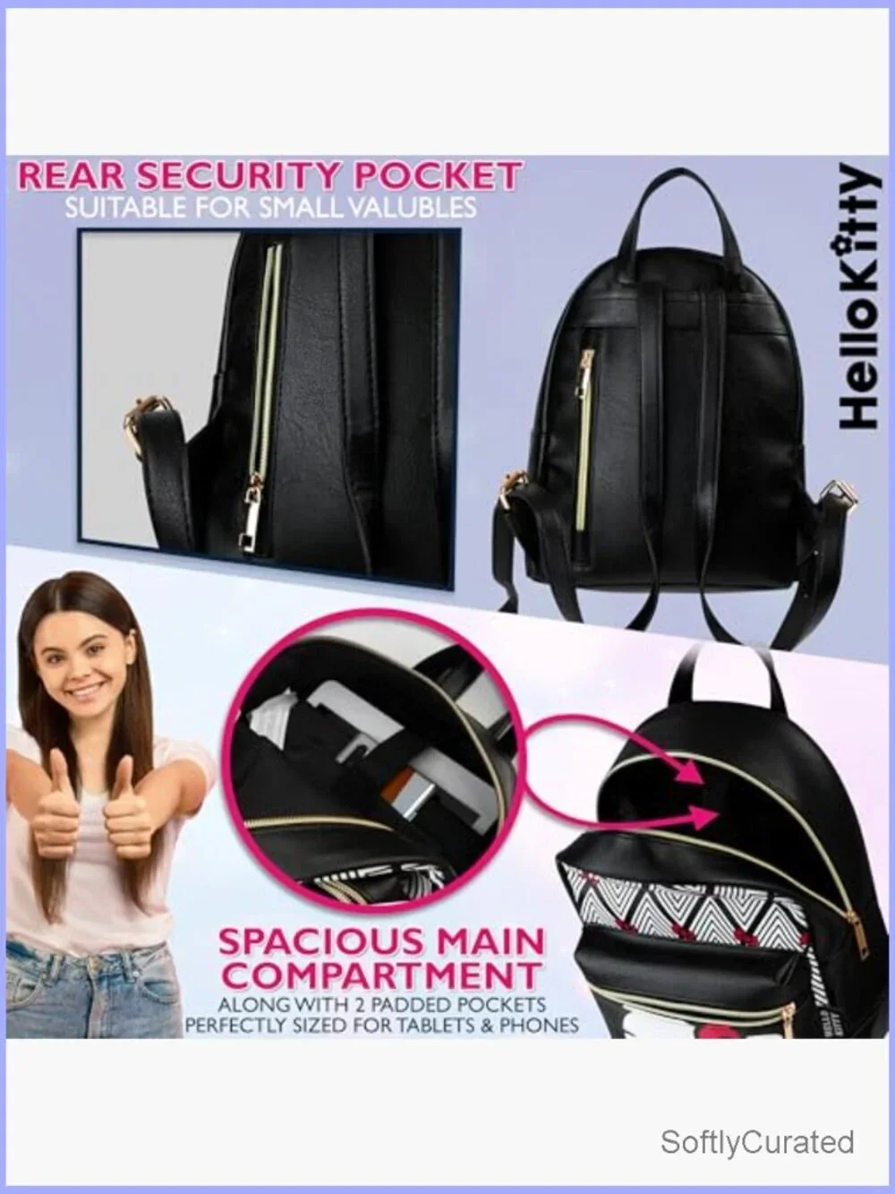 Faux Leather Daypack Backpack for Travel School Casual Cute Kawaii Rucksack