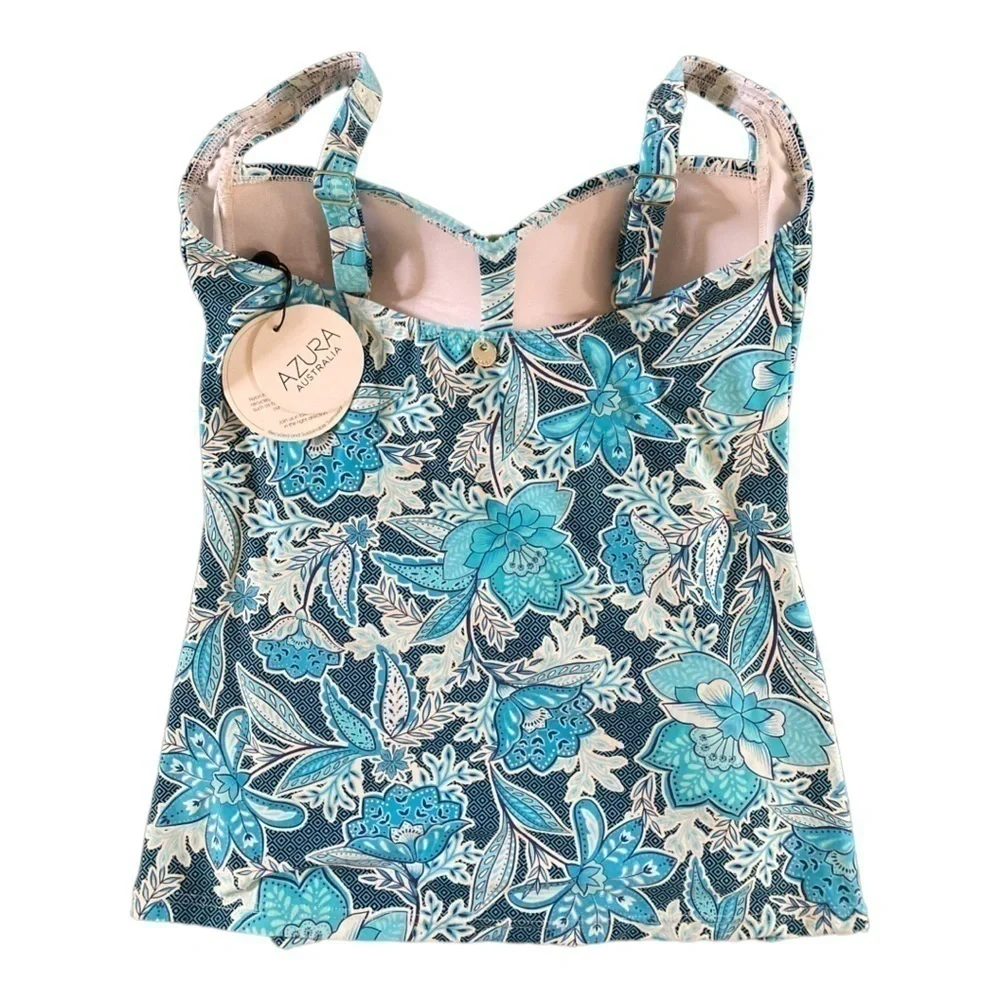 NWT Azura Australia Somerville Singlet Tankini Top Swimsuit Blue
