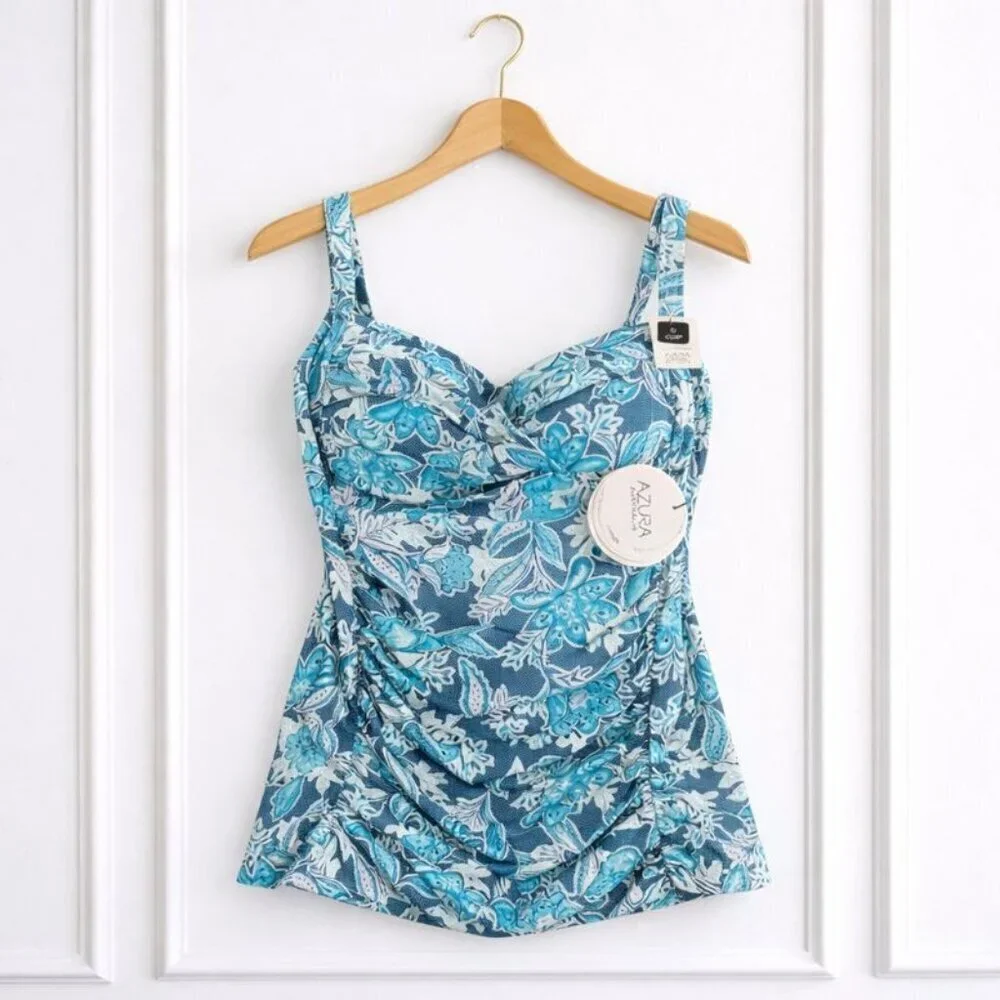 NWT Azura Australia Somerville Singlet Tankini Top Swimsuit Blue