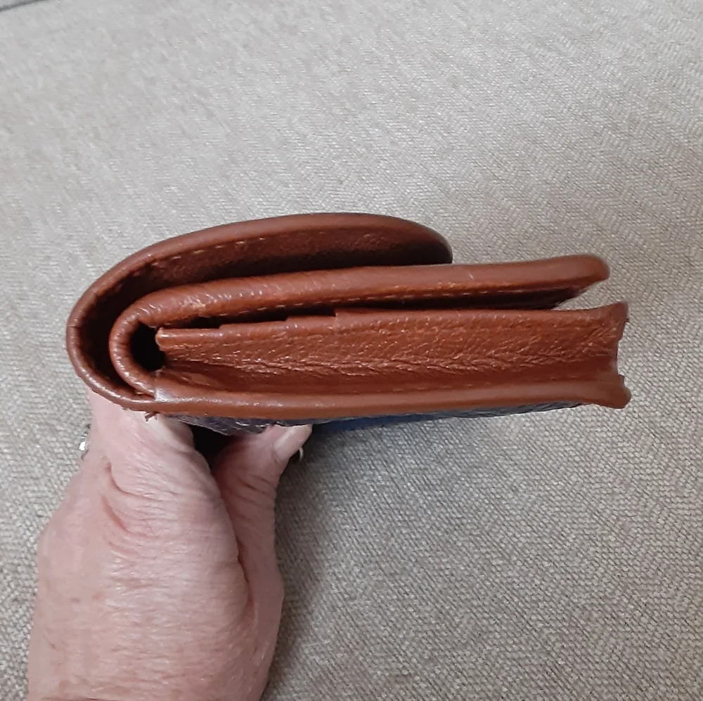 Brighton Blue and Brown leather wallet with Silver Buckle