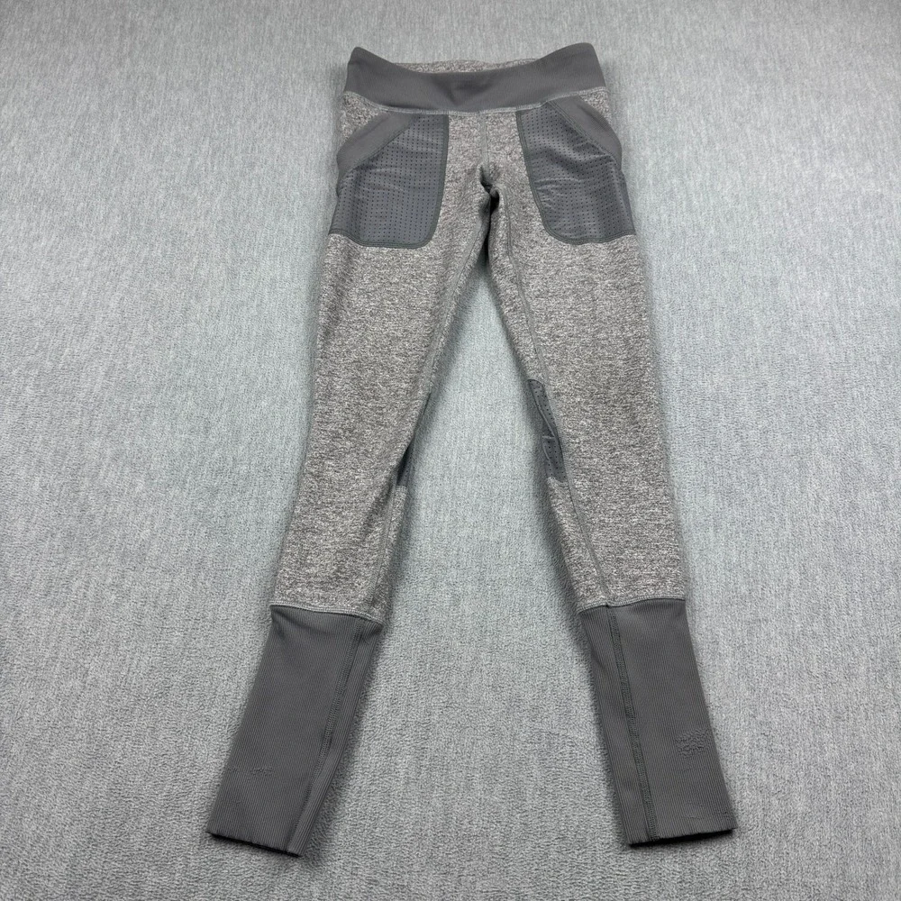 Ivivva by‎ Lululemon Leggings Girls 10 Gray Tight Mesh Side Pockets Athletic