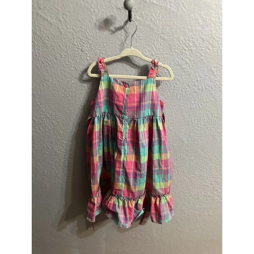 Girls sundress size 4T purple pink plaid pink purple, teal‎ green