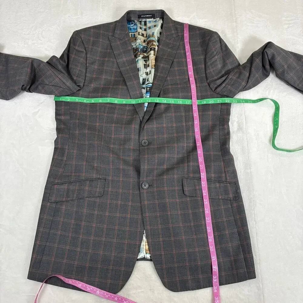 Statement Italy Super 150's Men's 2 PC Striped Pattern Gray Suit Size 42L x 36L