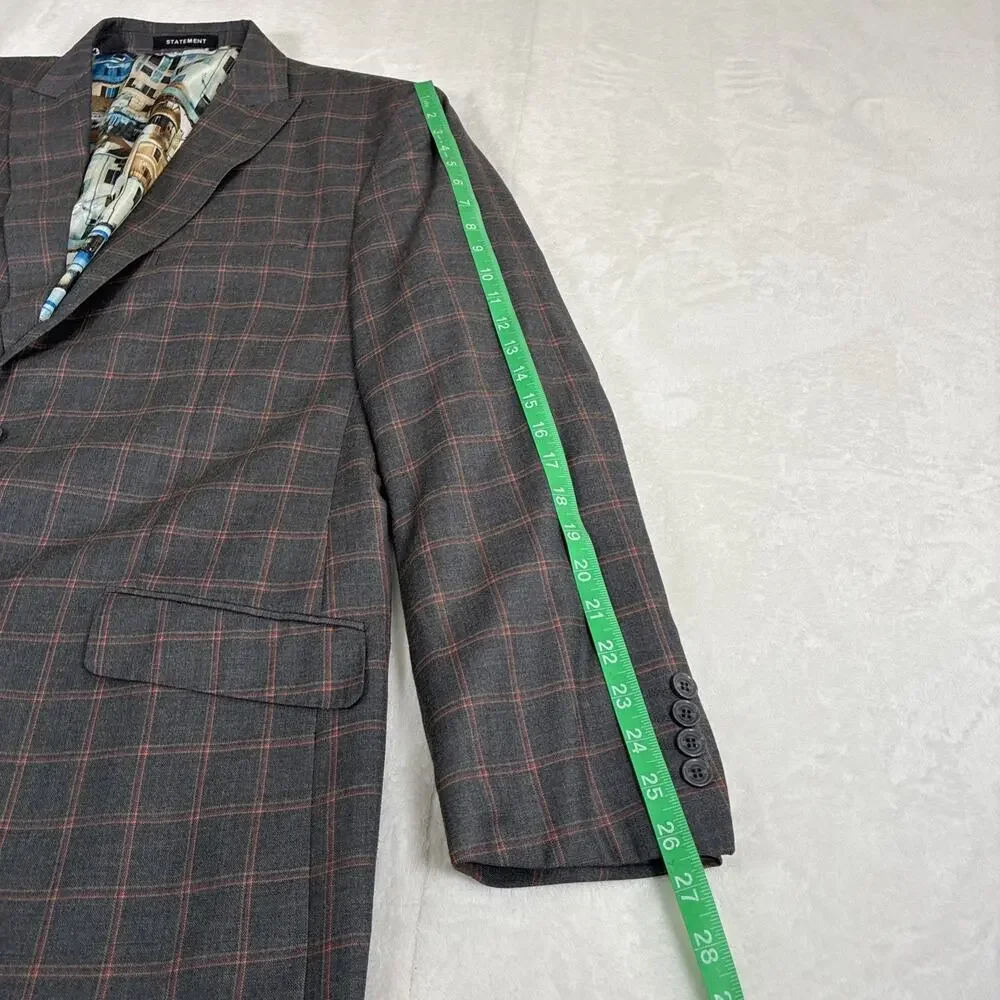 Statement Italy Super 150's Men's 2 PC Striped Pattern Gray Suit Size 42L x 36L