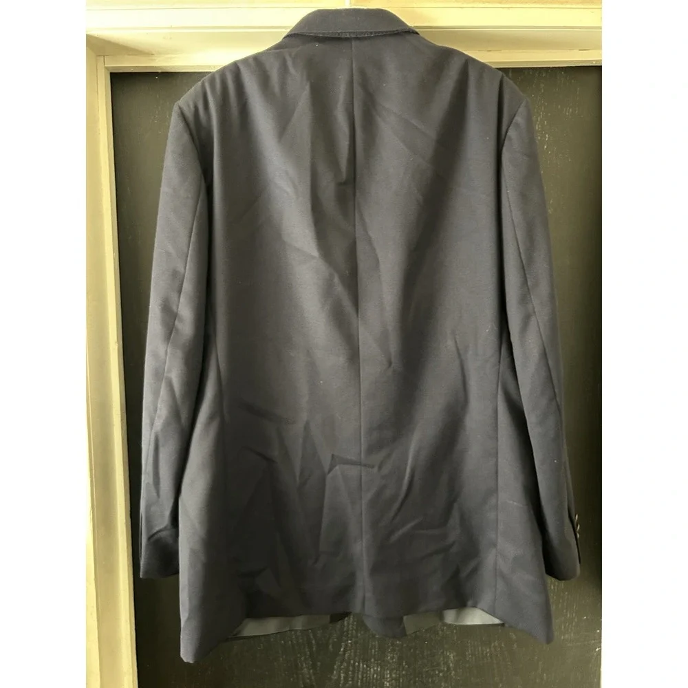 Vtg Oscar DeLa Renta Blazer 46 L Navy Preppy Wool Sport Coat 2 Crest Buttons