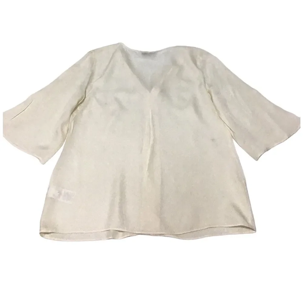 J. Crew 365 Silk Flutter Sleeve V Neck Blouse New Size XS