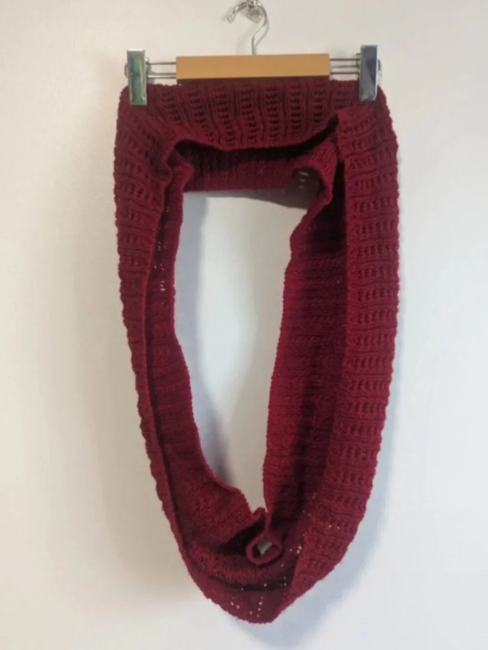 Burgundy Knit Circle Infinity  Scarf