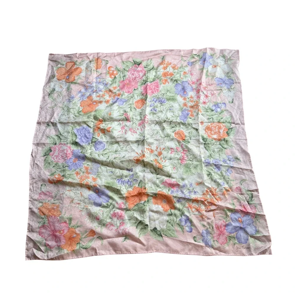 JIM THOMPSON Scarf Pink Floral Hibiscus Silk Square Women's OS Pastel