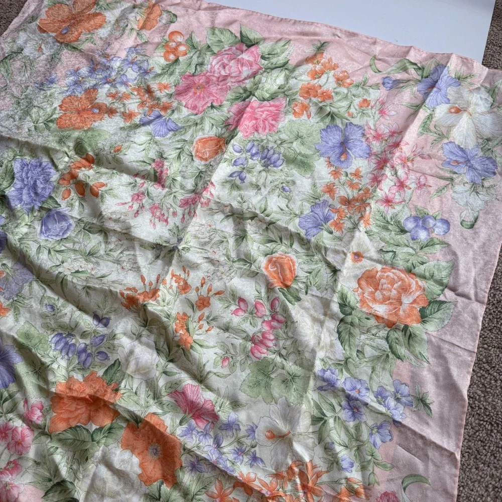JIM THOMPSON Scarf Pink Floral Hibiscus Silk Square Women's OS Pastel