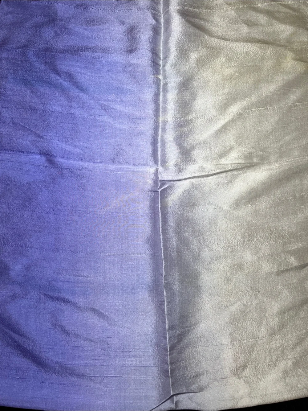 100% Silk Dupioni Handrolled Edge Hand-Dyed Purple Cream Ombre Gradient Scarf
