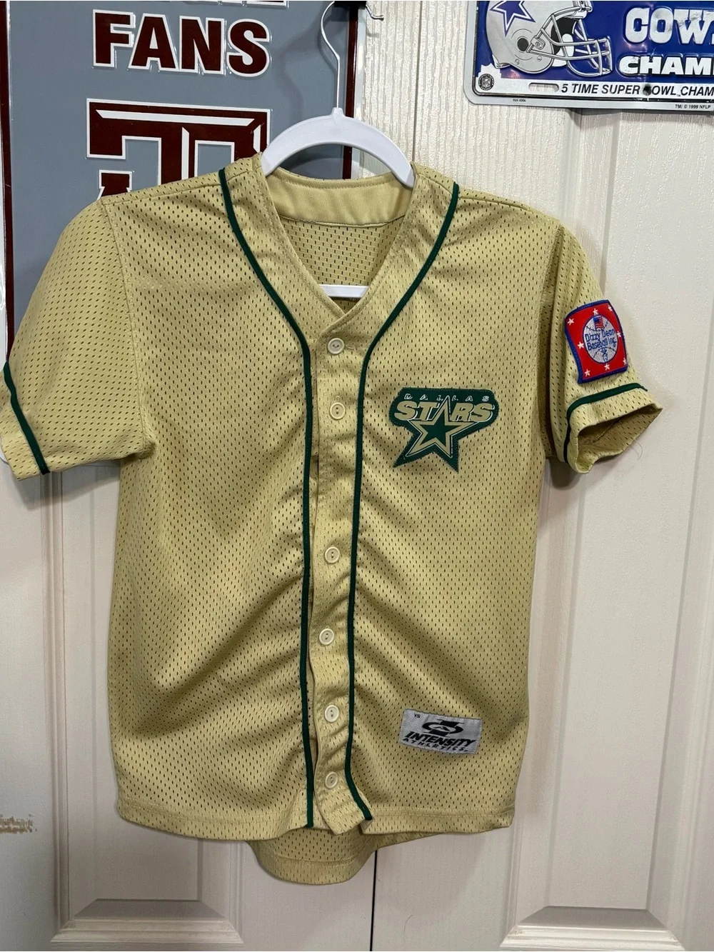Dallas Stars kids Baseball Jersey - Gold with Green Trim