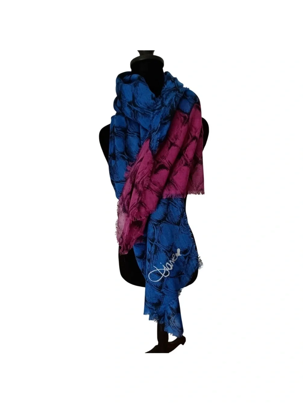 NWT Diane von Furstenberg DVF Blue Magenta Snakeskin Print Scarf Wrap 80x40