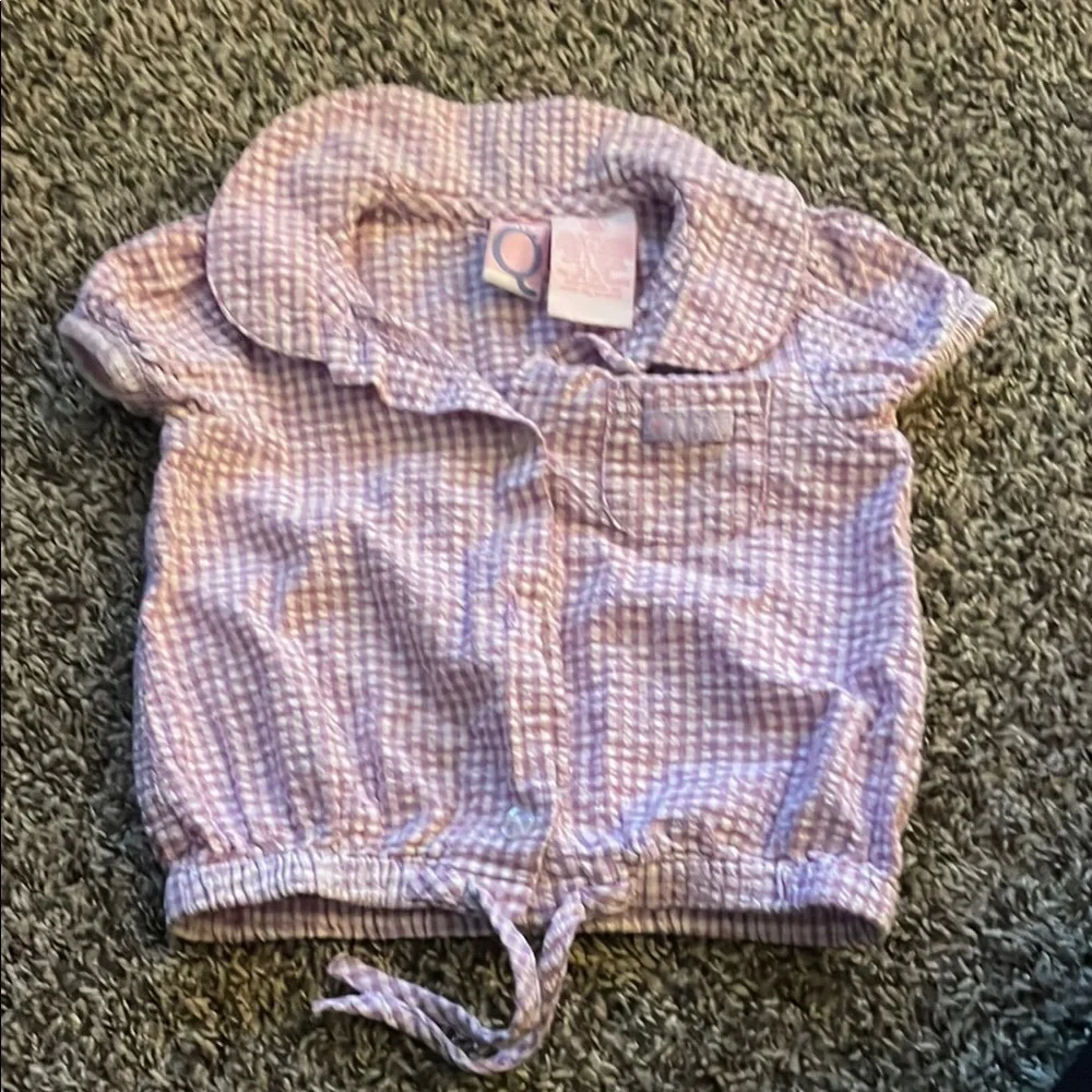 BabyQ Lavender Checkered Baby Girl Button-up Top