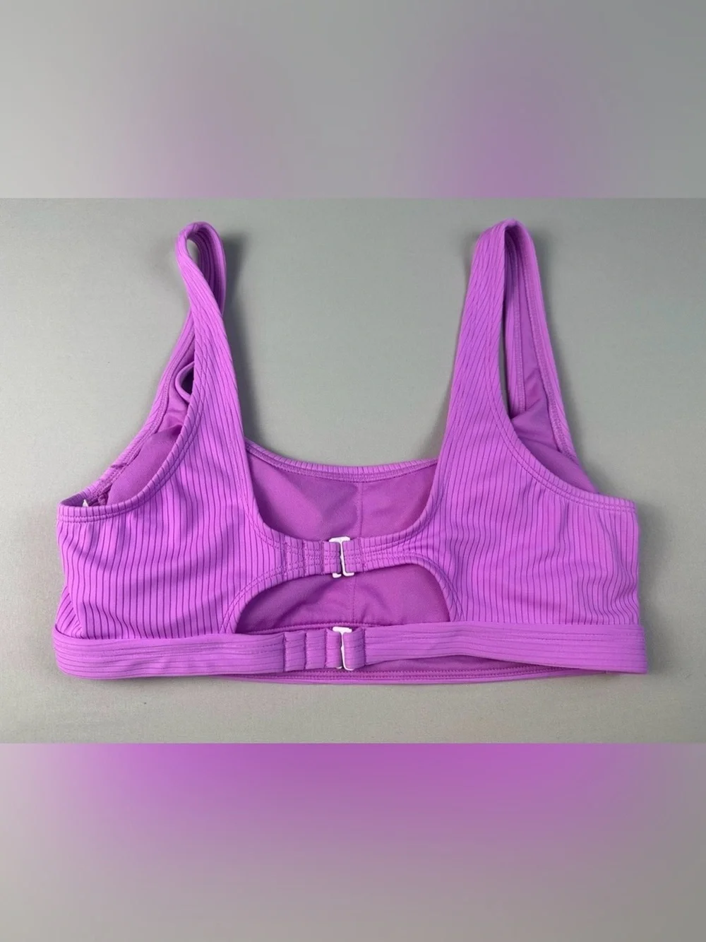 Ribbed Scoop Swim Padded Bikini Top Lavender Medium Clasp