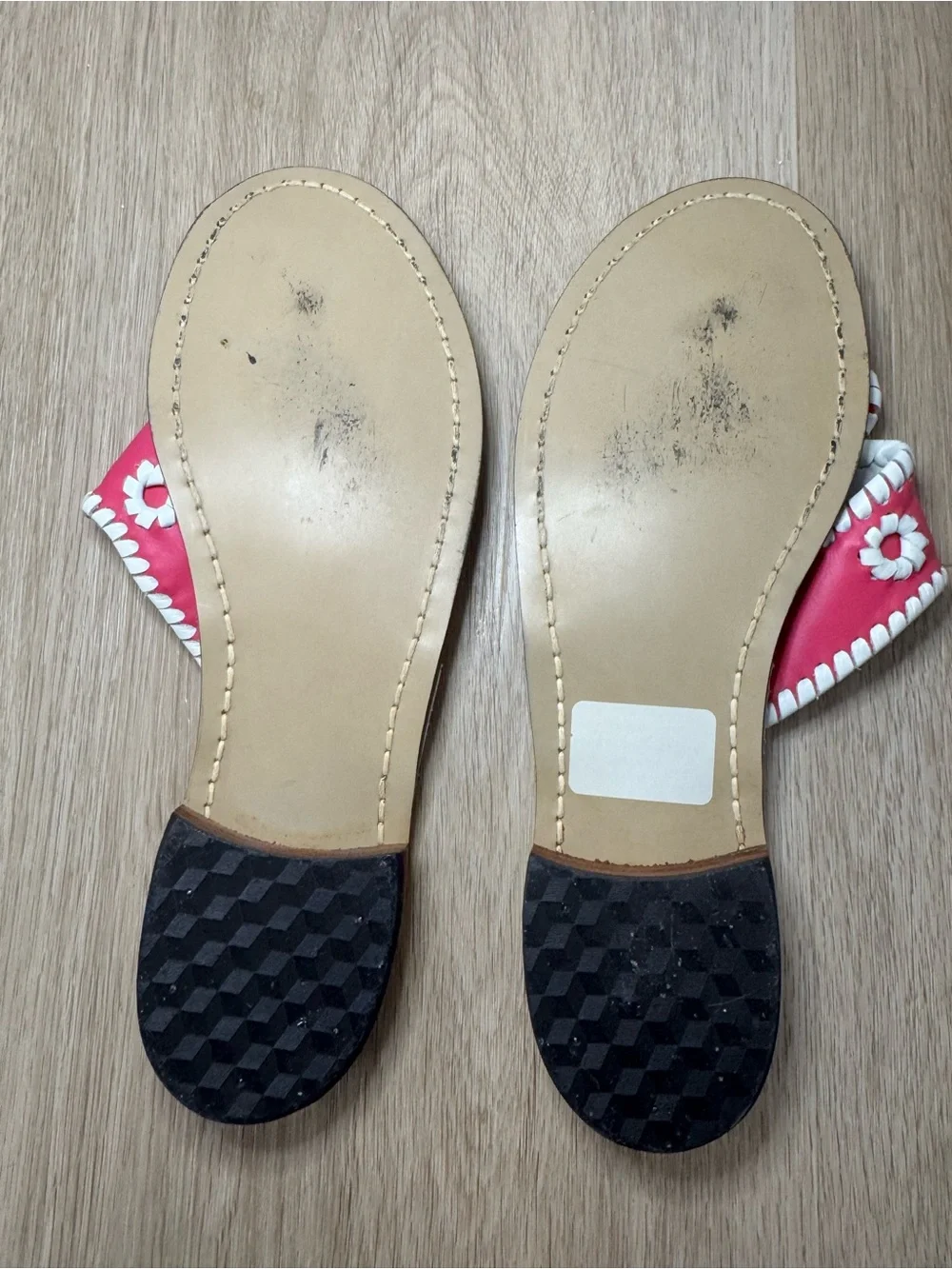 Jack Rogers Navajo Sandals in hot pink and white leather