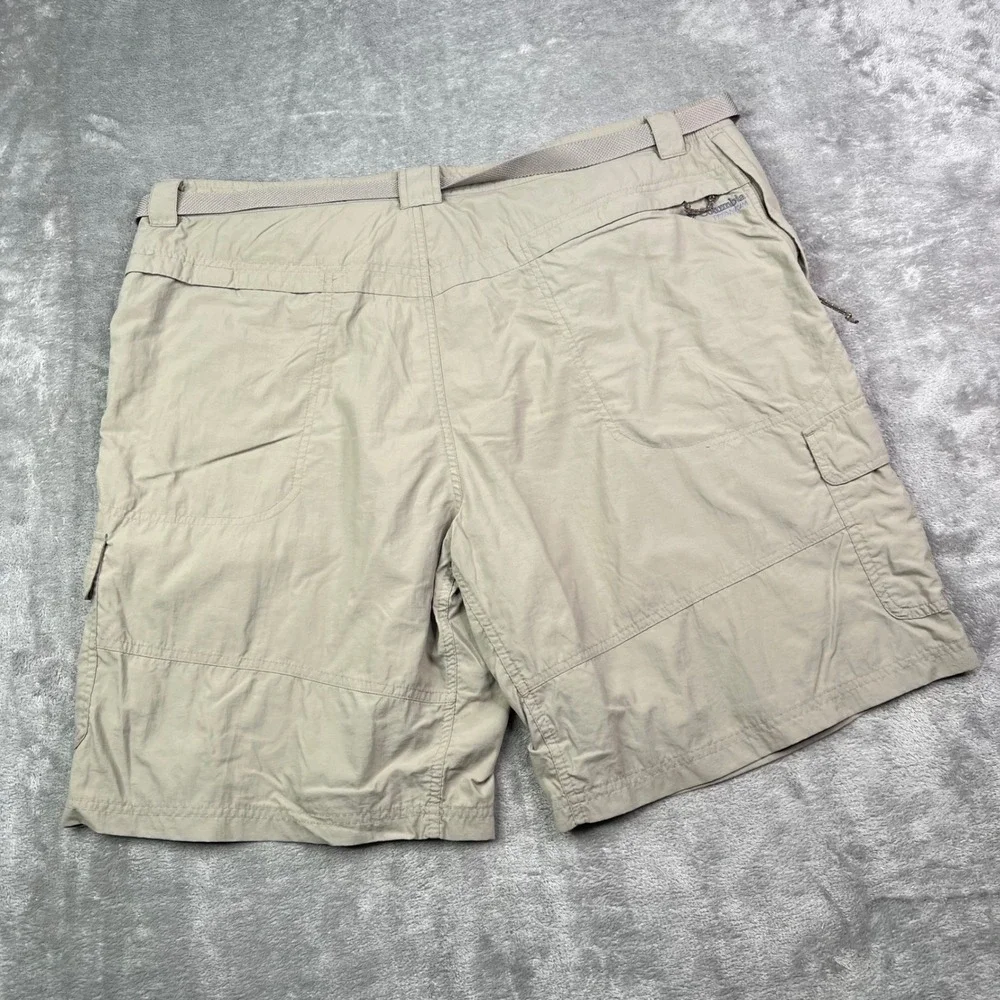 Columbia Titanium Cargo Shorts Mens XXL Tan Solid Omni-Dry Ripstop Hiking Belted