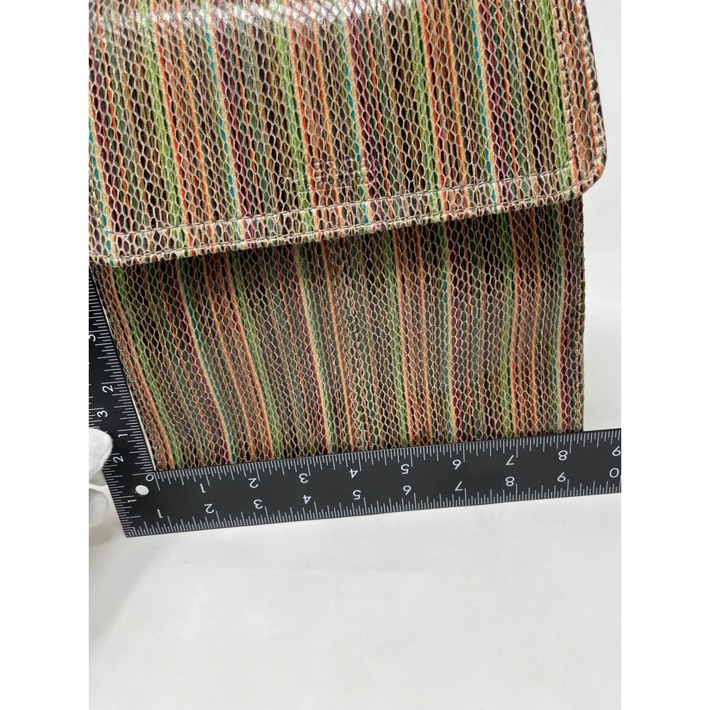 American Leather Co Multi Color Striped Snake Embossed RFID Crossbody Bag New