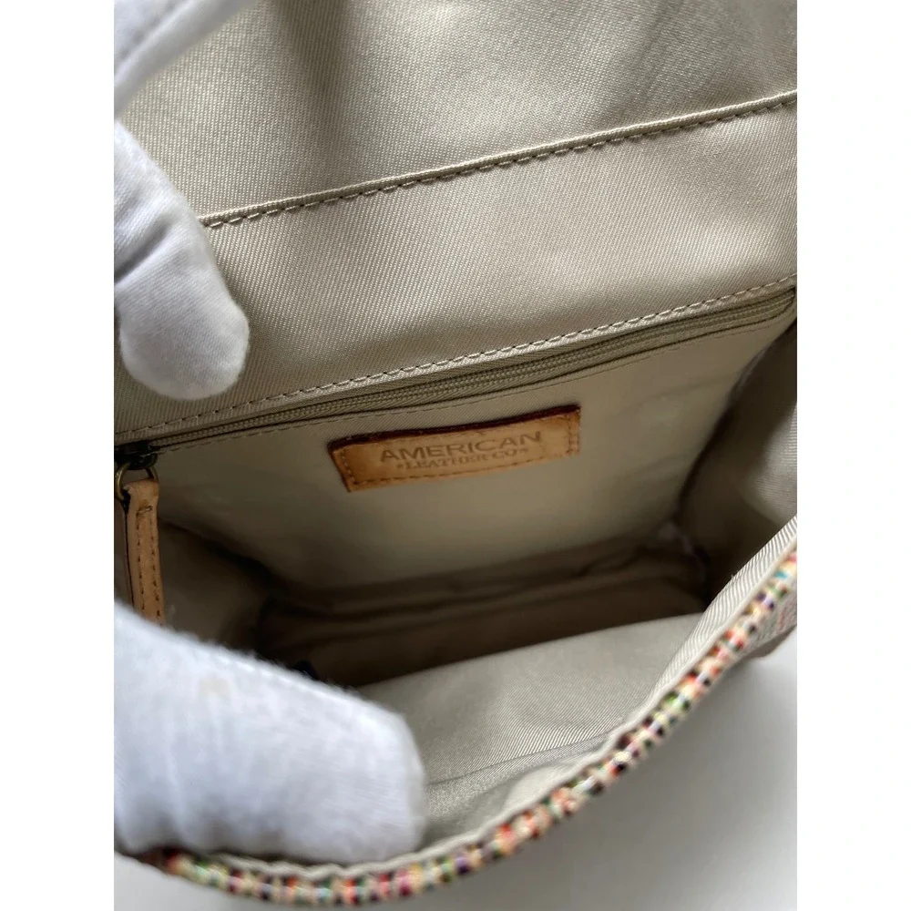 American Leather Co Multi Color Striped Snake Embossed RFID Crossbody Bag New
