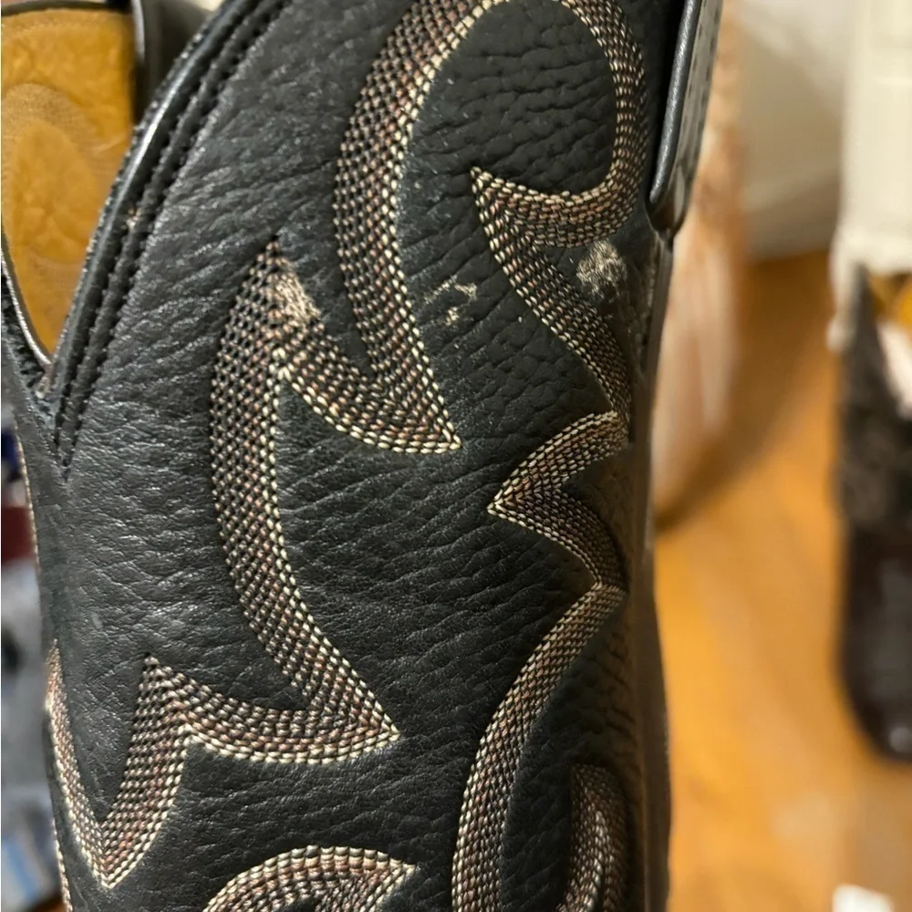 Nocona black brown western leather, cowboy boots size 9 1/2