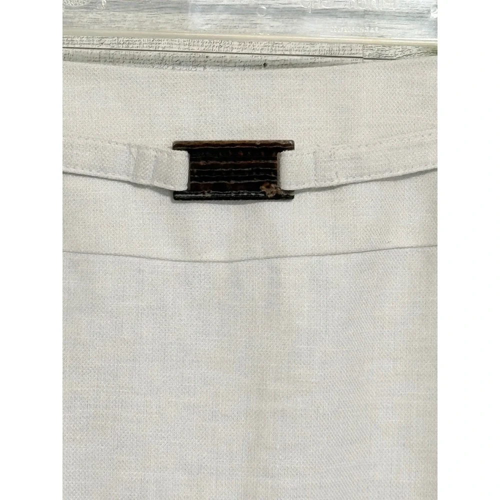 Calvin Klein Beige Linen Blend Pencil Skirt Buckle Detail Size 6‎ Professional