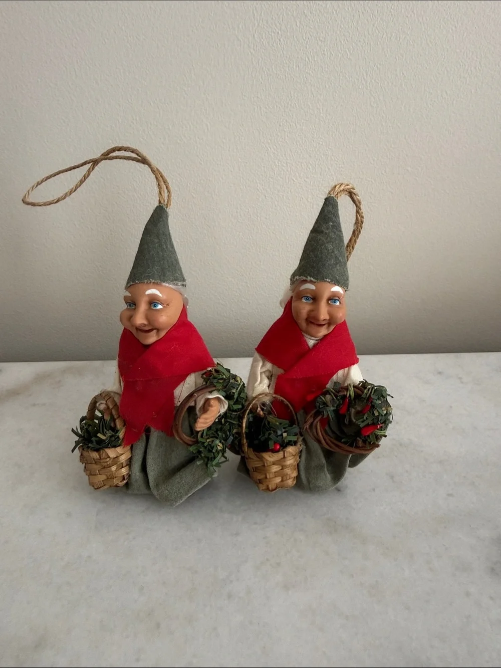 2 Holiday Gnome hanging ornaments