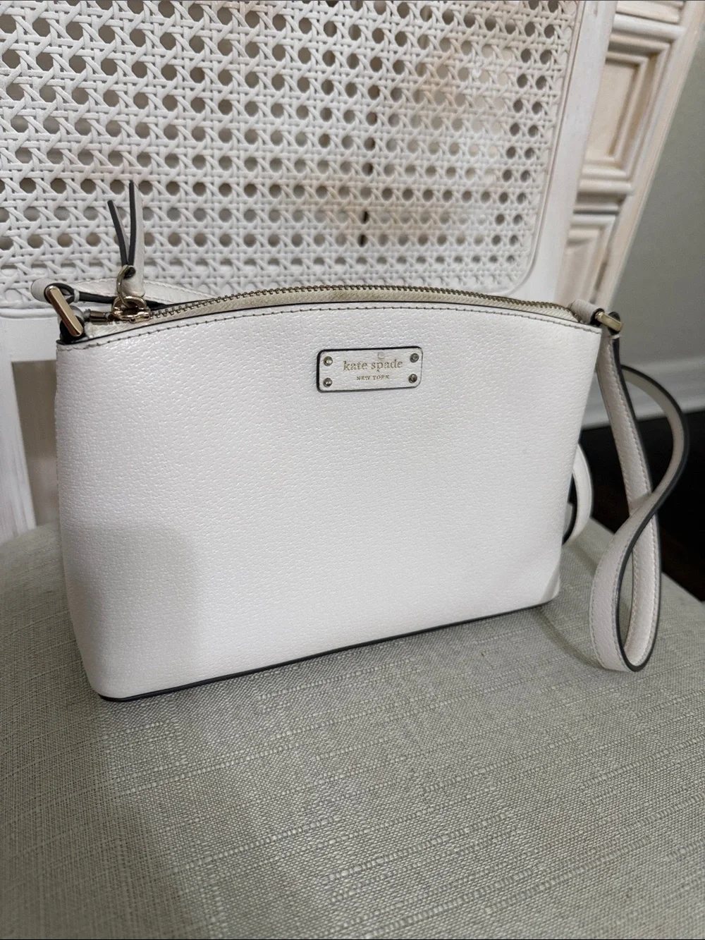 kate spade White Pebbled Leather  Crossbody Purse