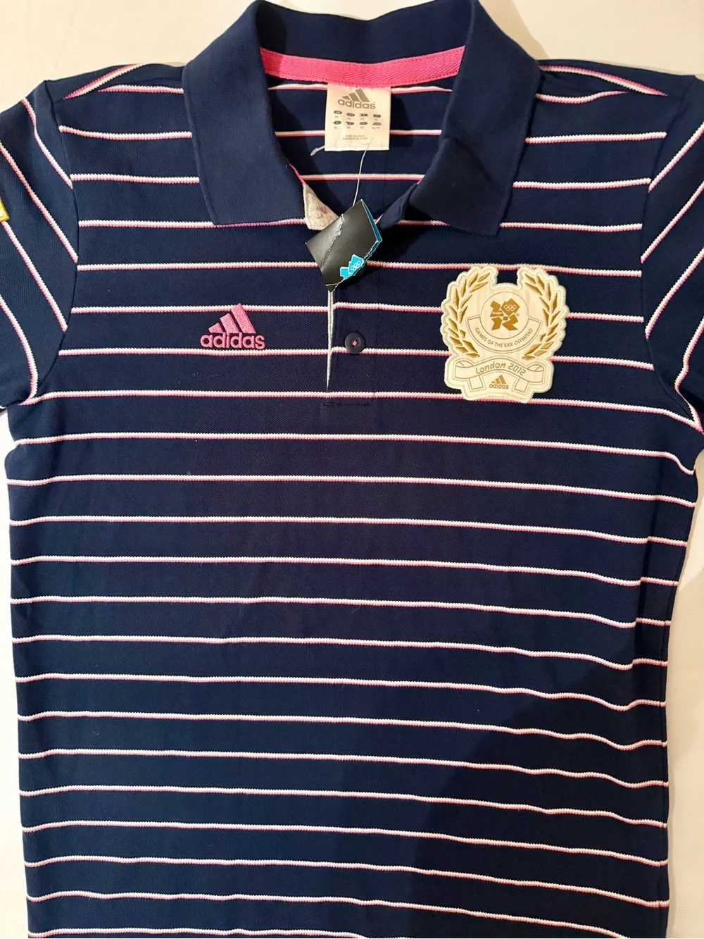 Adidas Pique Polo Soccer Shirt 2012 Olympic Games London Blue Stripe XS NEW