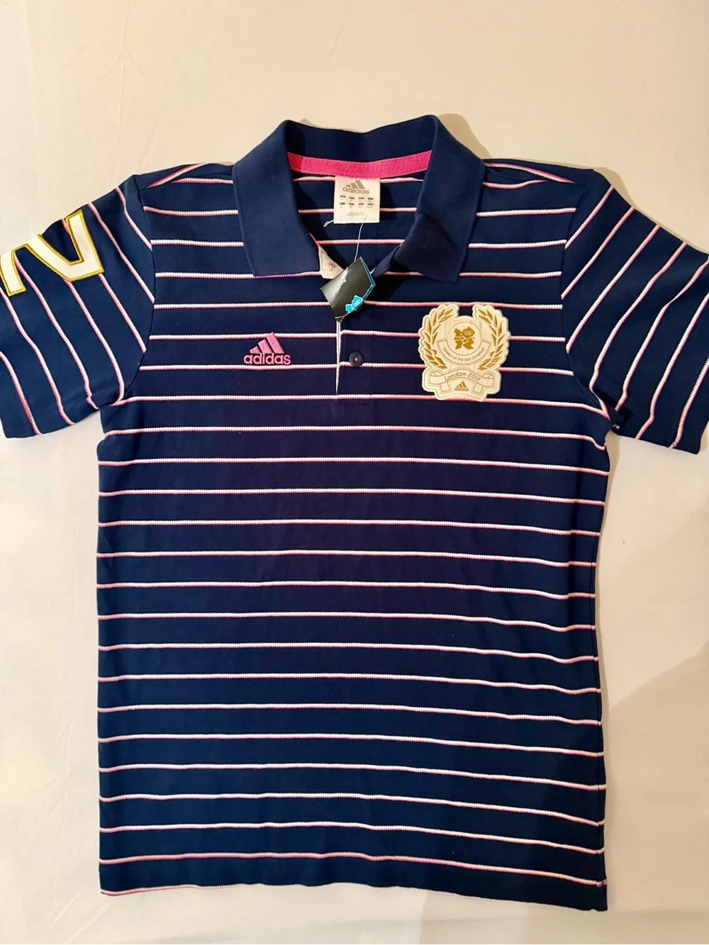 Adidas Pique Polo Soccer Shirt 2012 Olympic Games London Blue Stripe XS NEW