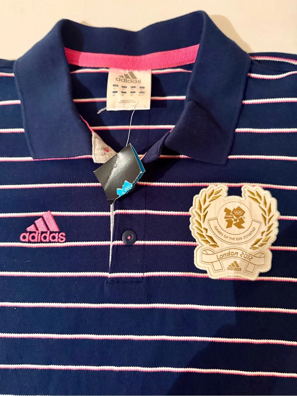 Adidas Pique Polo Soccer Shirt 2012 Olympic Games London Blue Stripe XS NEW