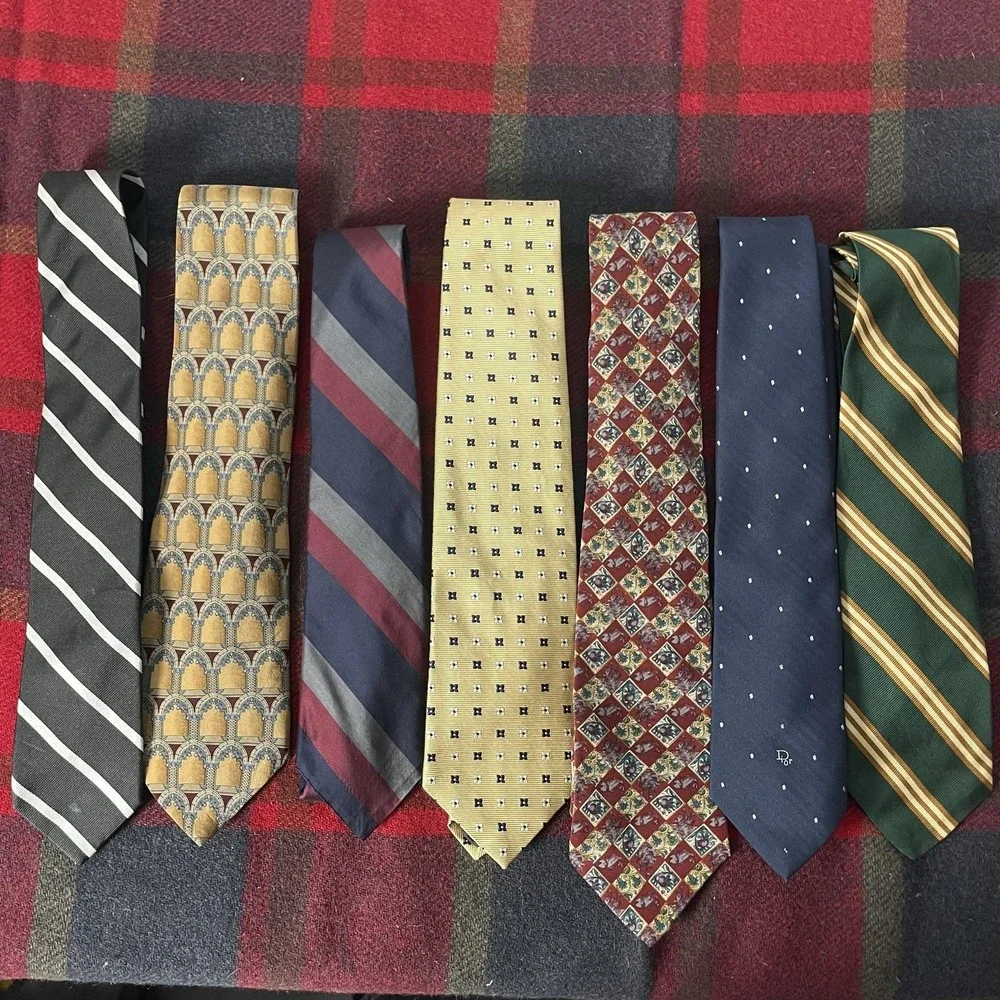Designer Tie Lot Christian Dior Brooks Brothers Mens One Size Multicolor Silk