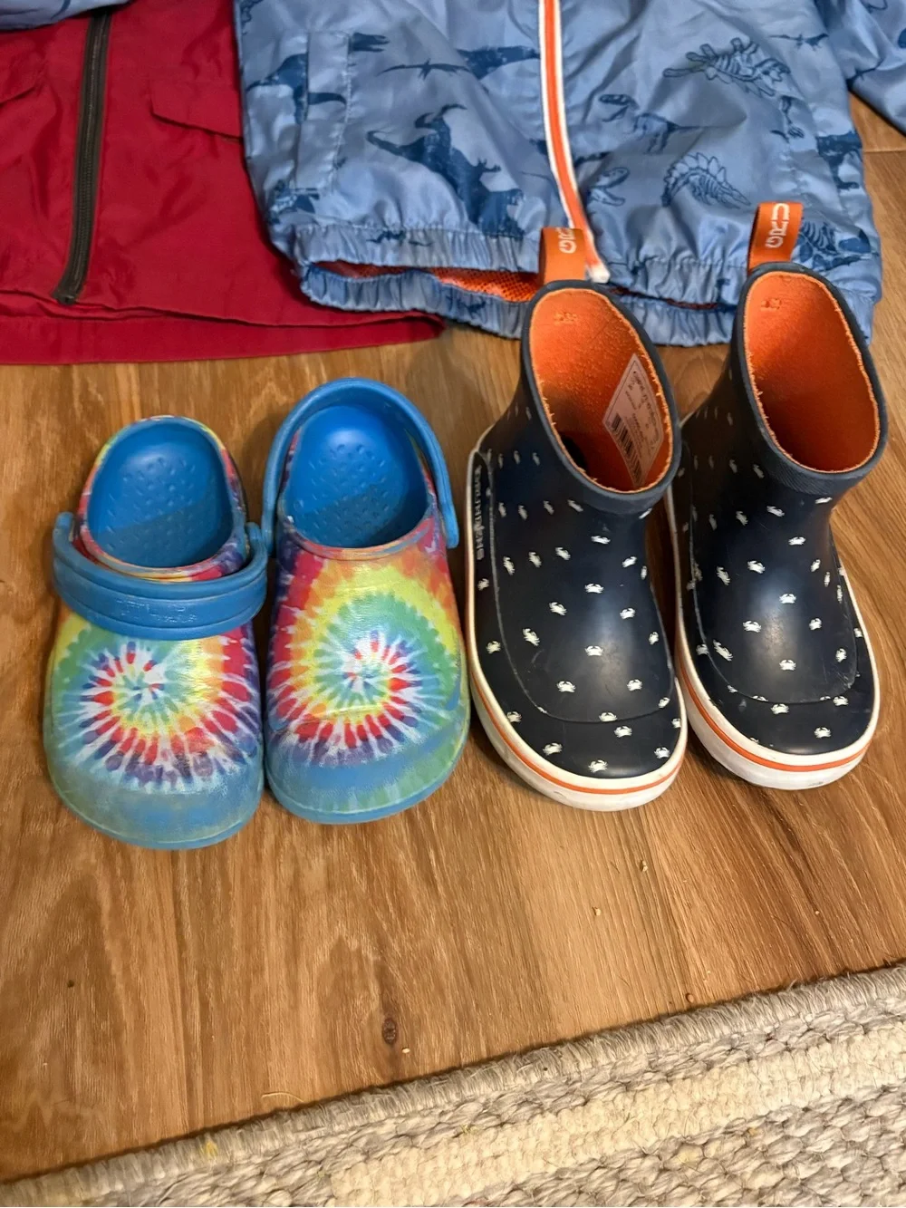 Grundéns Navy Kids Crab-Print Rain Boots