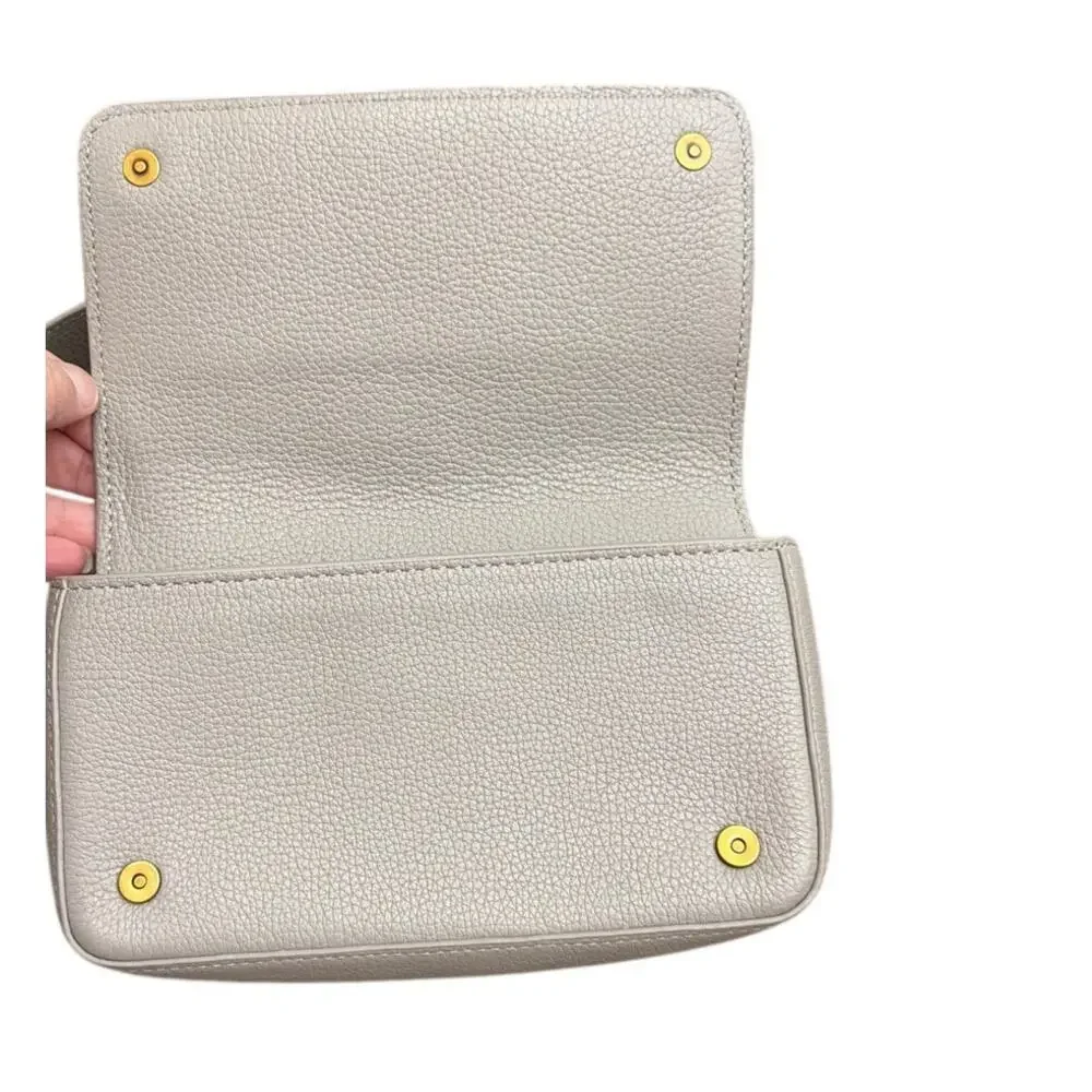 Aritzia Auxiliary pebbled leather Flap Belt bag Neutral gray-beige