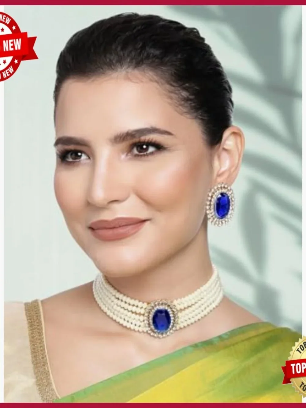 Multi Layered Beaded Necklace Earrings Set Traditional Wedding Jewelry