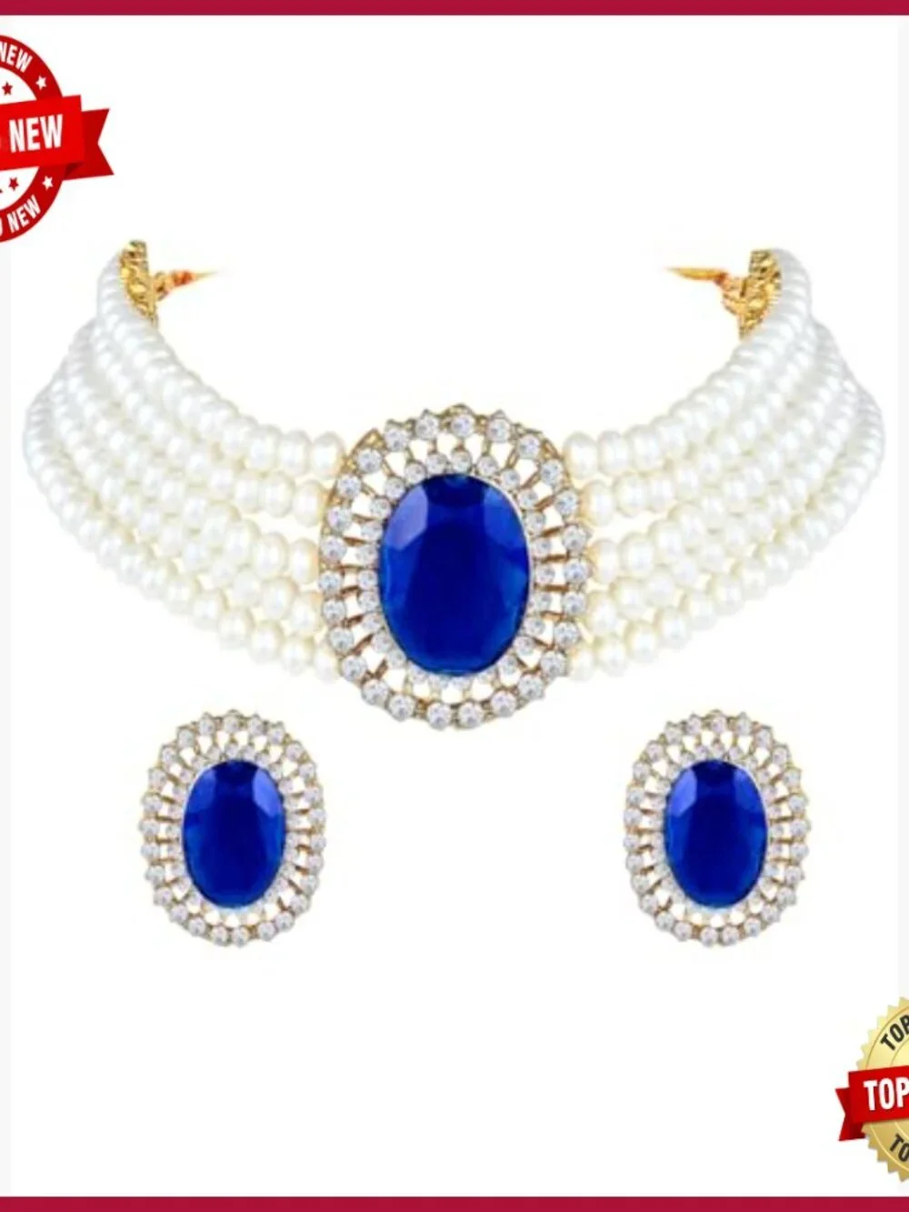 Multi Layered Beaded Necklace Earrings Set Traditional Wedding Jewelry