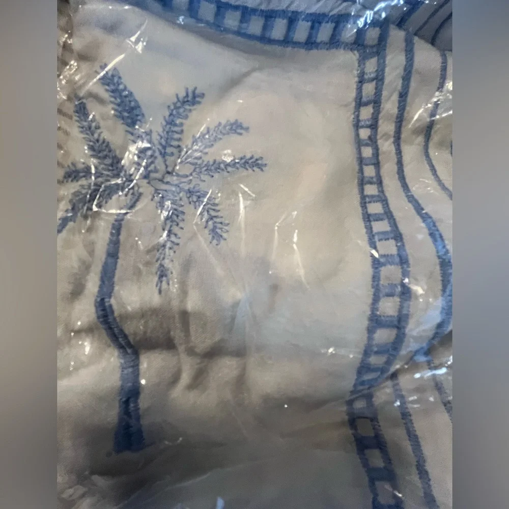 NWT GOA by Japna Blue & White Embroidered Cover-Up Shirt Dress
