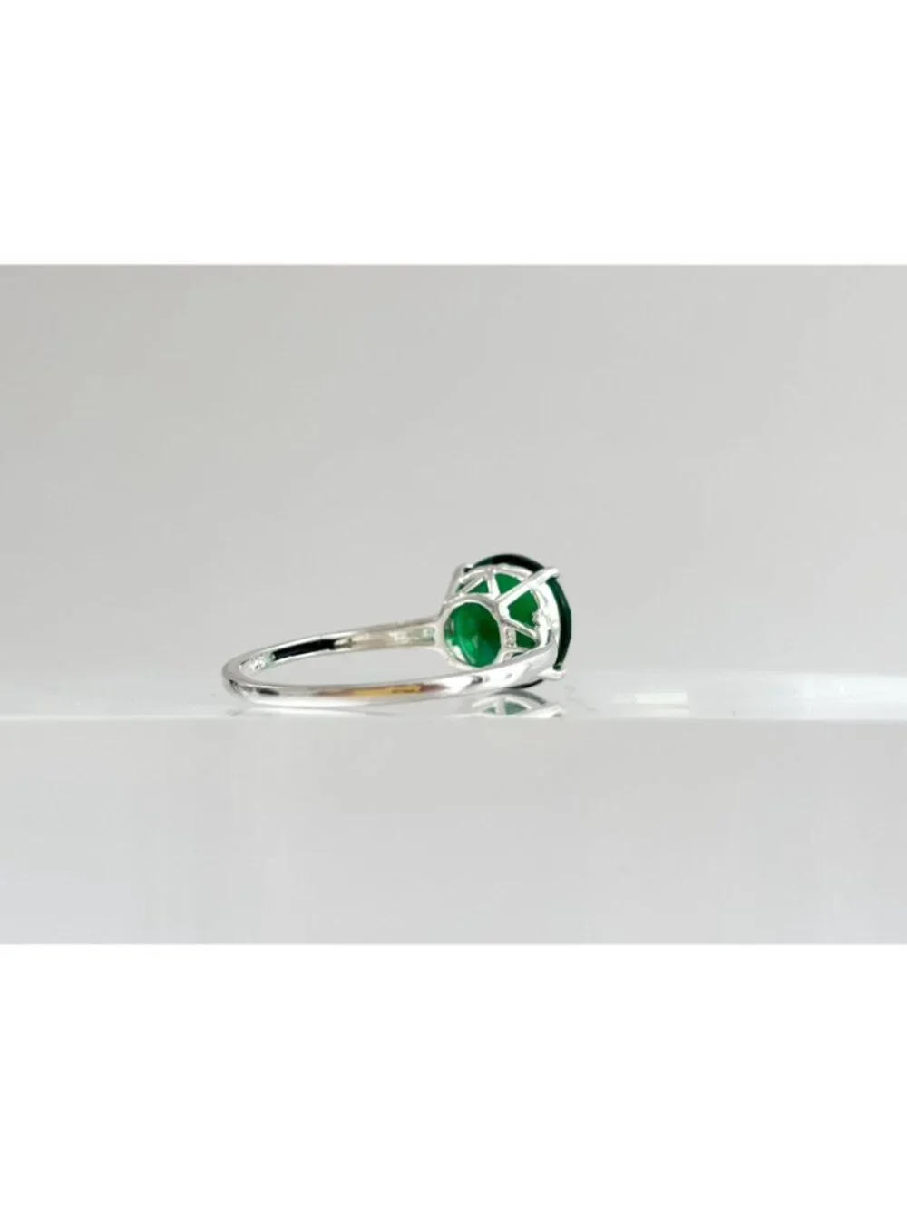 Green Tourmaline Round Cut Solitaire Sterling Silver 925 Vintage Ring - sz 10