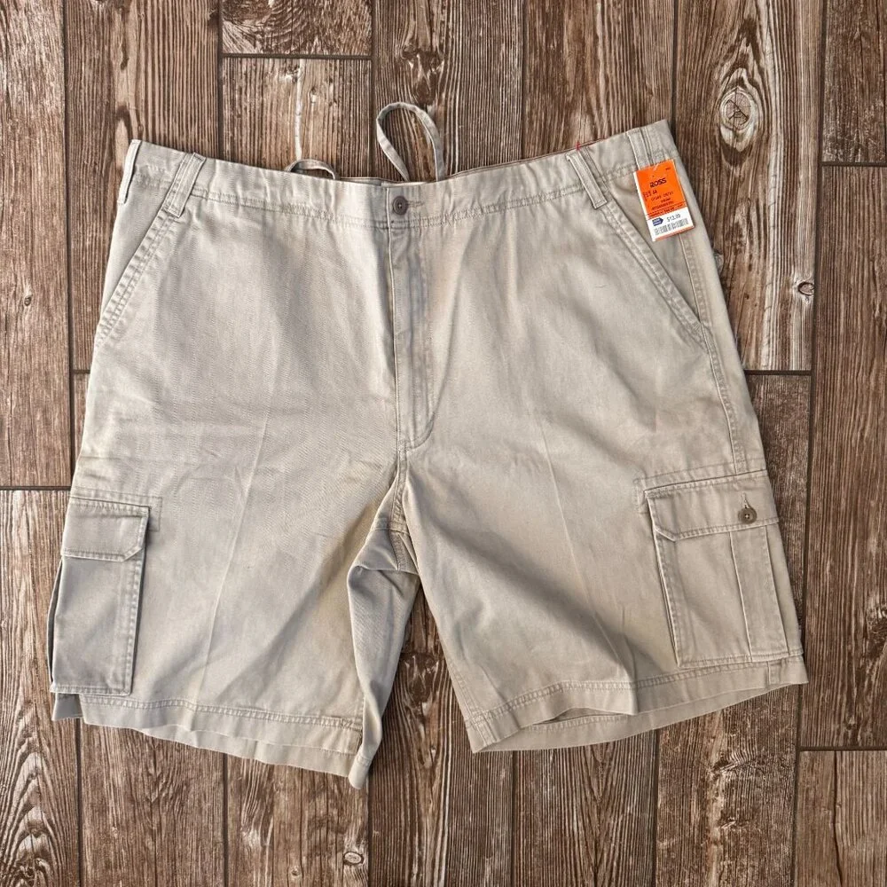 NWT Perry Ellis Cargo Stone Mens 44W‎ Relax Fit Shorts Flap Pockets 10