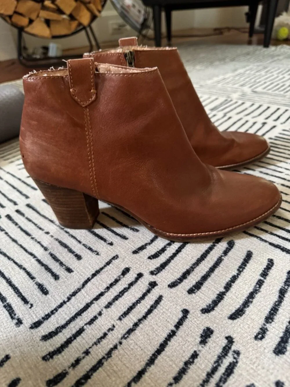 Madewell Billie Leather Booties Cognac Women's Size 9
