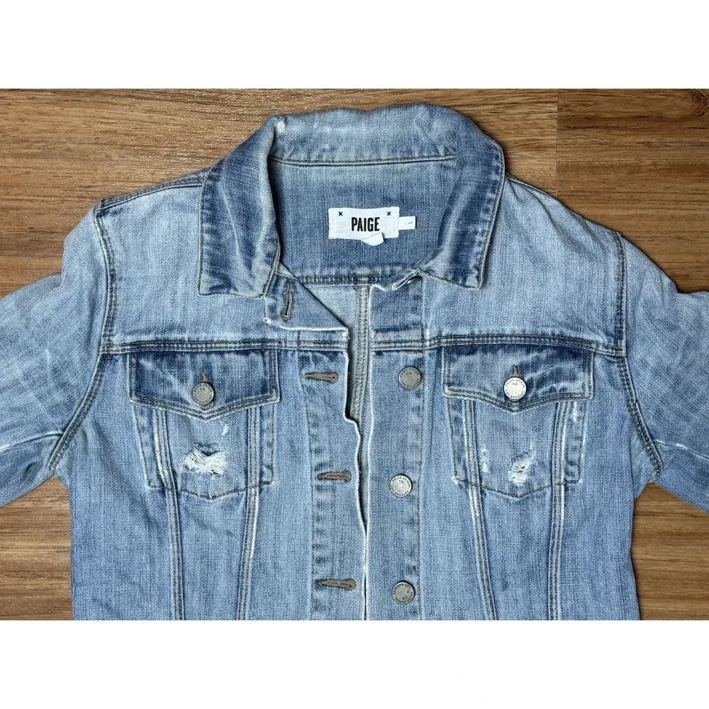 PAIGE Light Wash Denim Jacket in Faded Blue