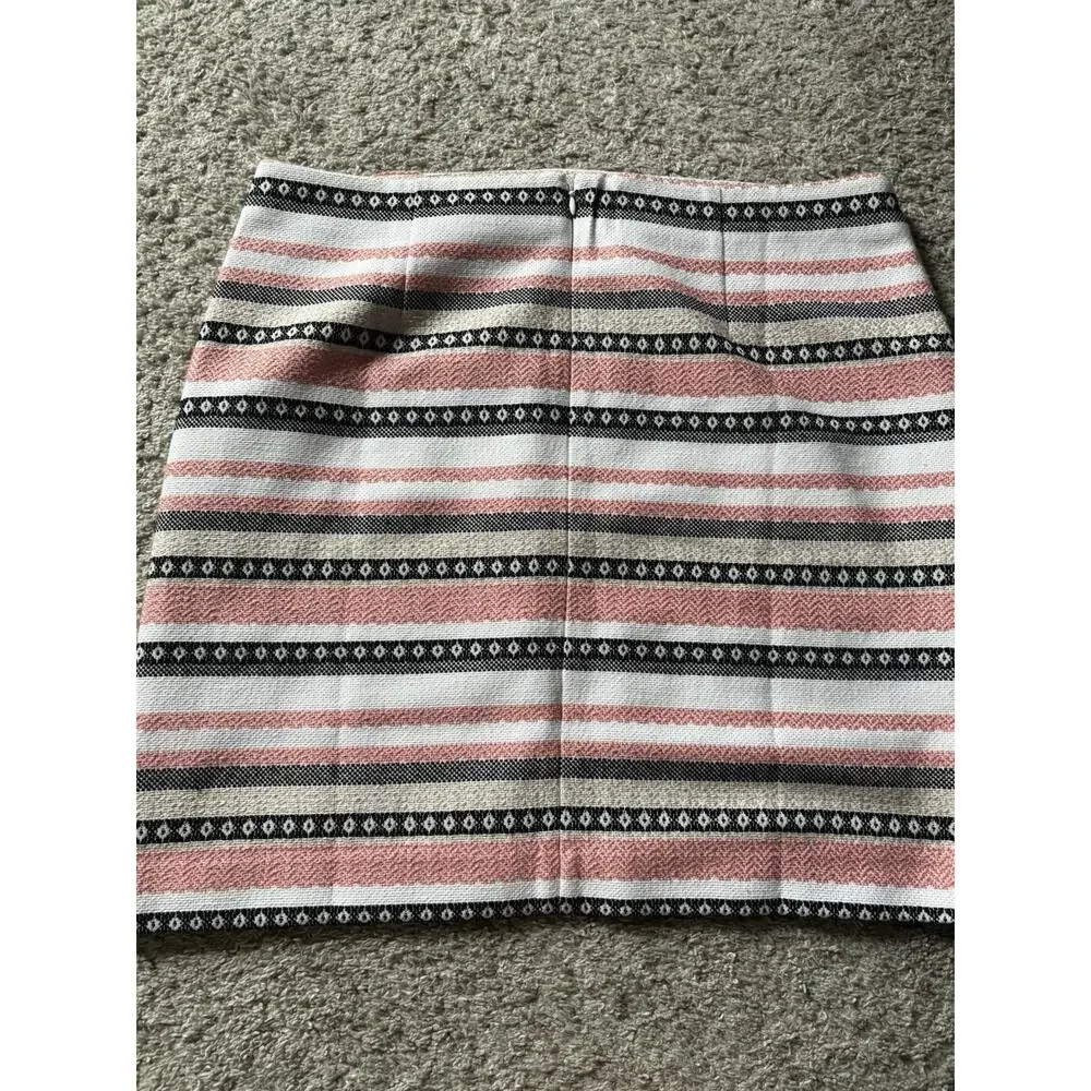 Loft Women's Pink/White/Black Striped Mini Skirt Size 14 NWT