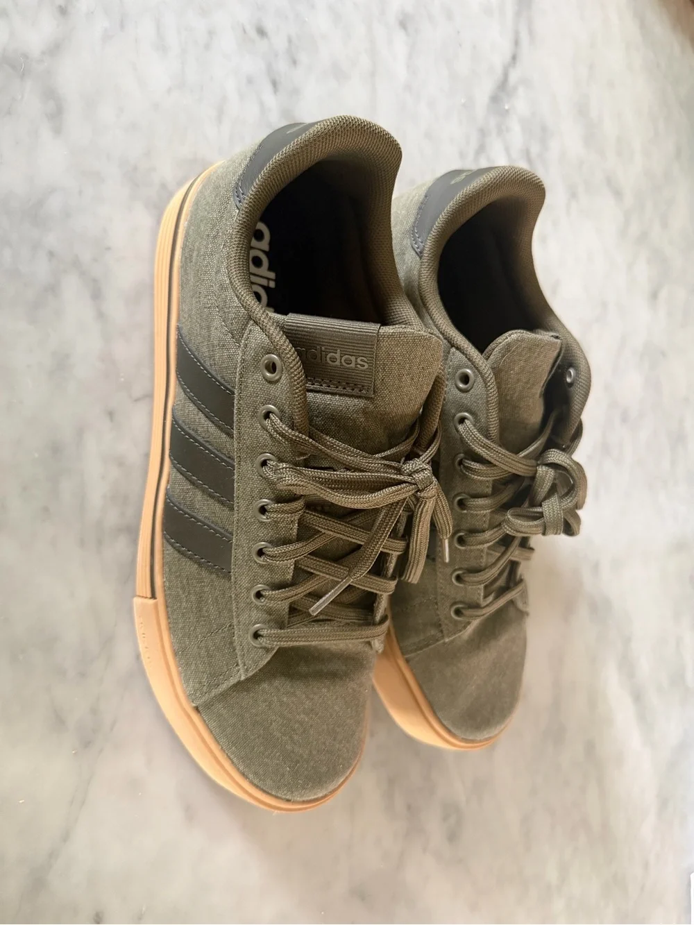 adidas Men's Olive Green Canvas Sneakers with Tan Sole
