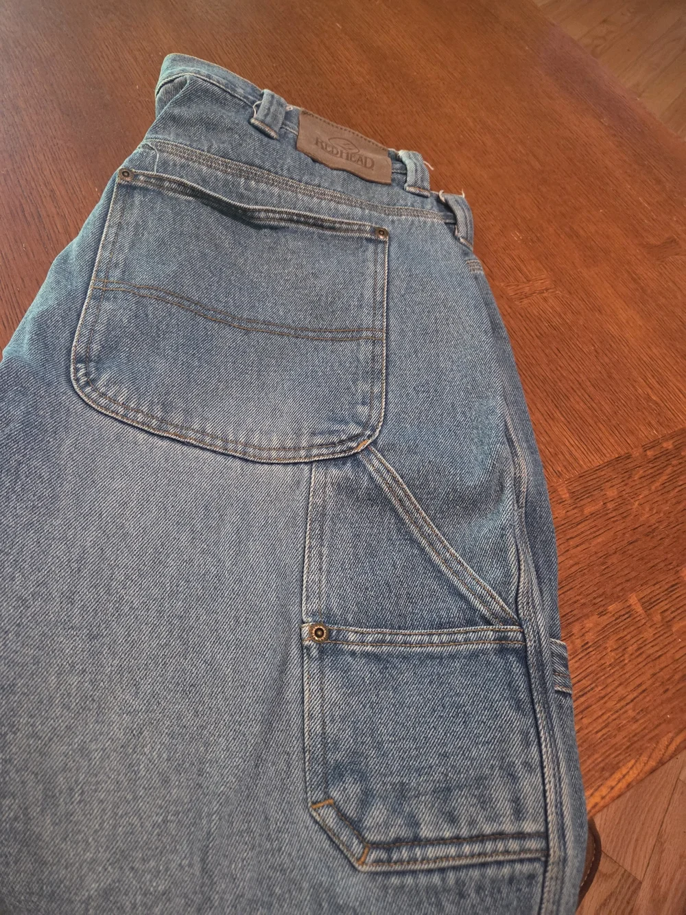 RedHead Men's Blue Denim Jeans with Green Lining