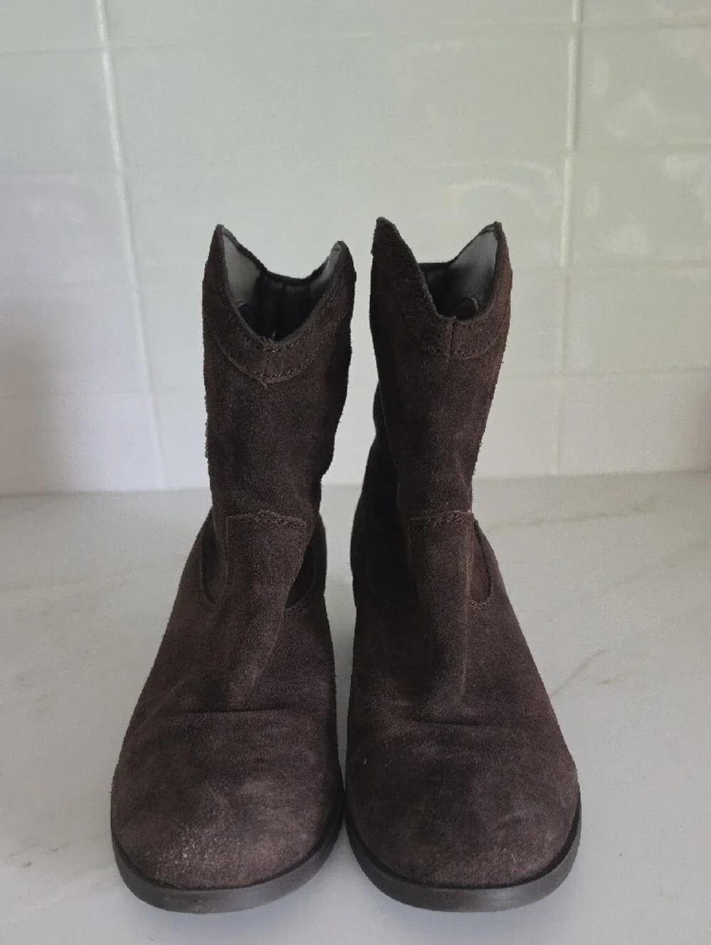 J. Reneé Brown Suede Beaded Floral Ankle Boots - Size 7.5