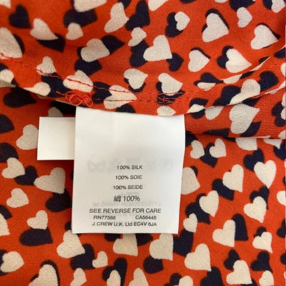 NWT J. Crew Orange, blue and white Silk off the shoulder blouse 2P