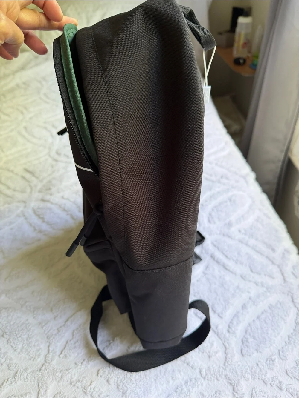 Brand New Men's Black Backpack with White Graphic
