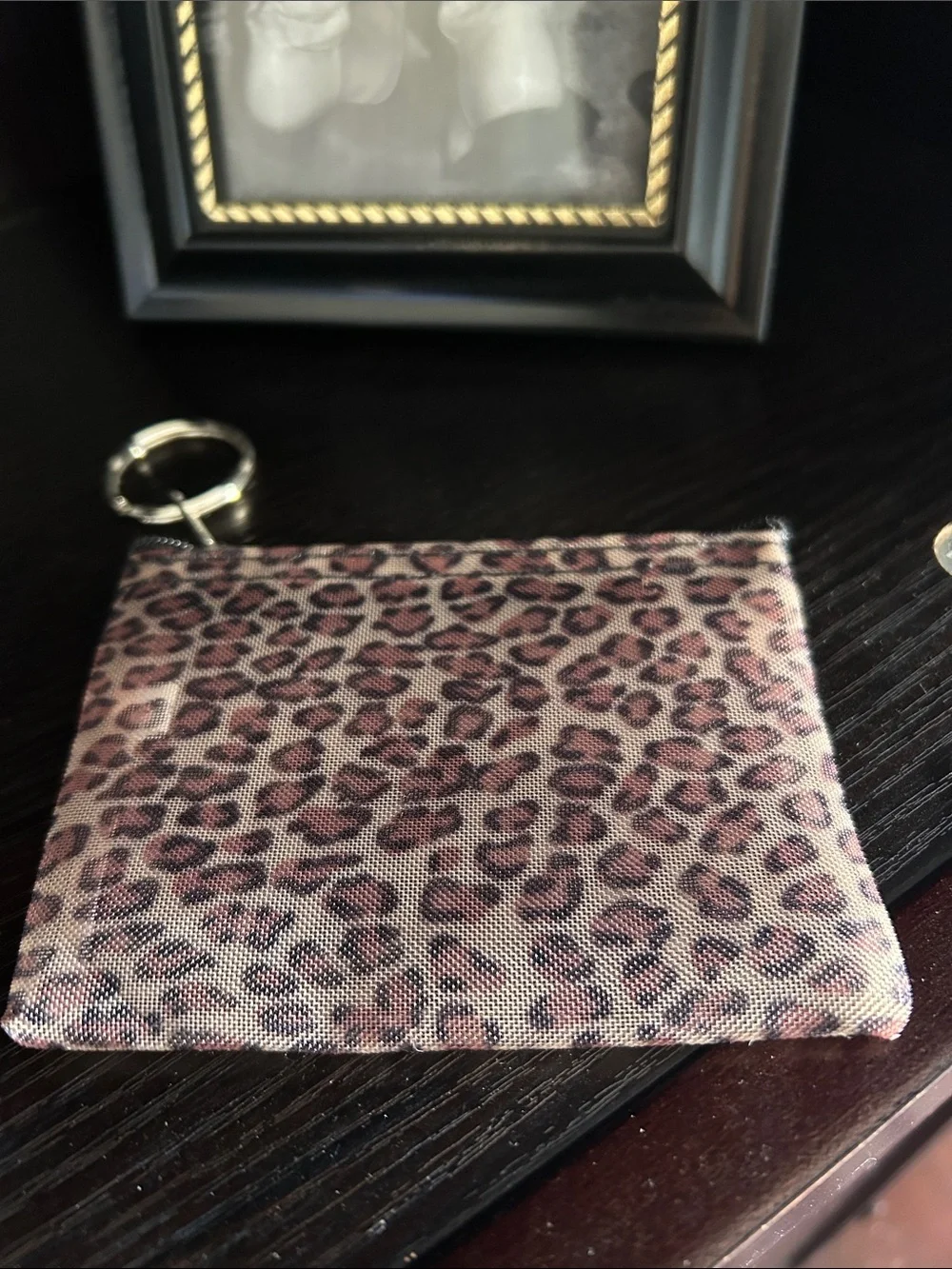 Cheetah print mesh coin wallet