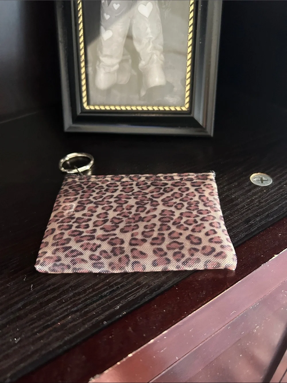 Cheetah print mesh coin wallet