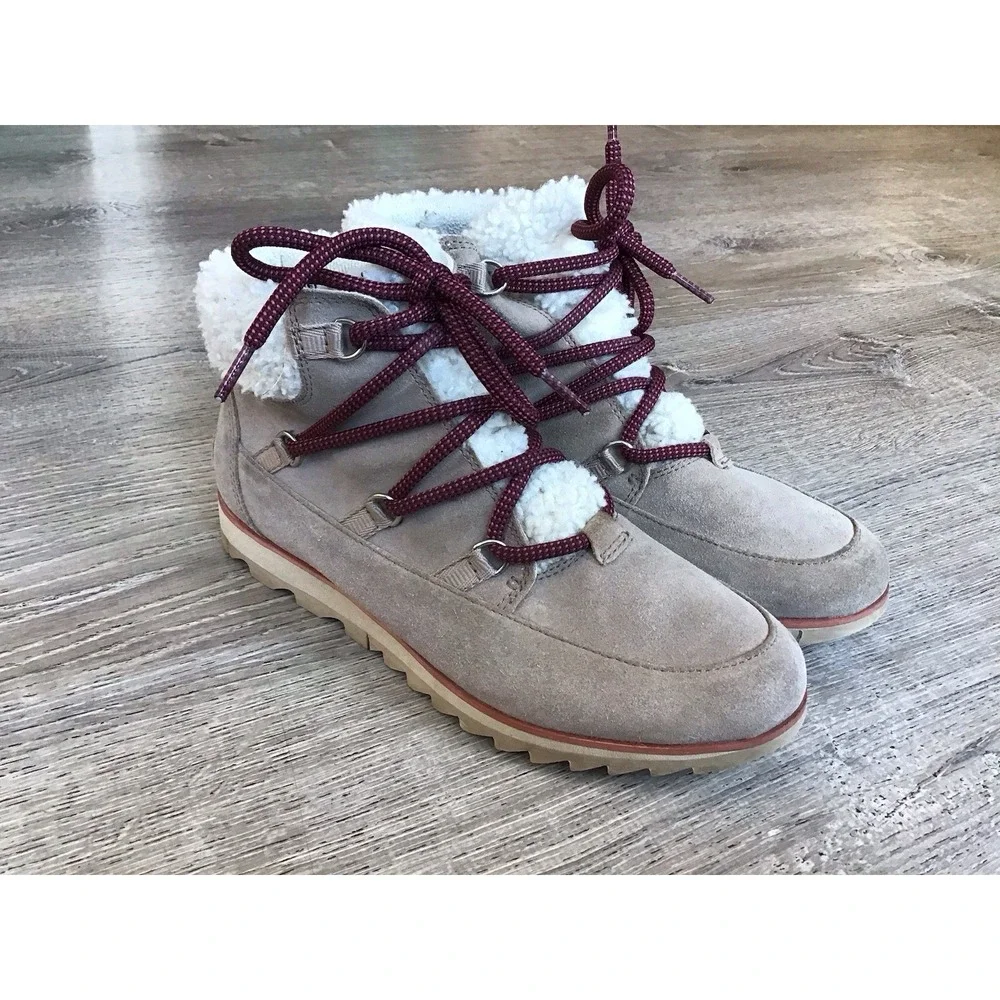 Sorel Womens Size 9 Harlow Lace Cozy Beige Casual Winter Boots NL4345-264