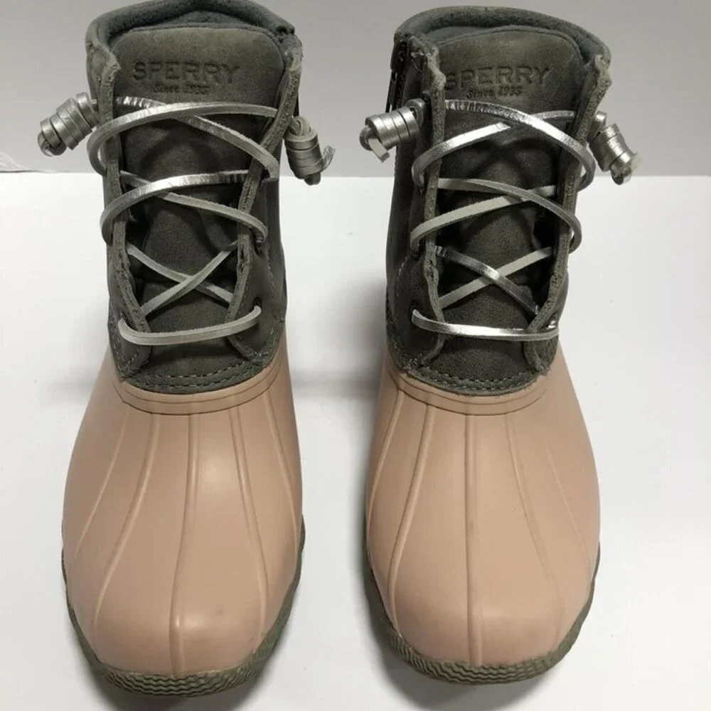 Sperry Womens Saltwater Duck Boot Grey/Rose Size 6 M