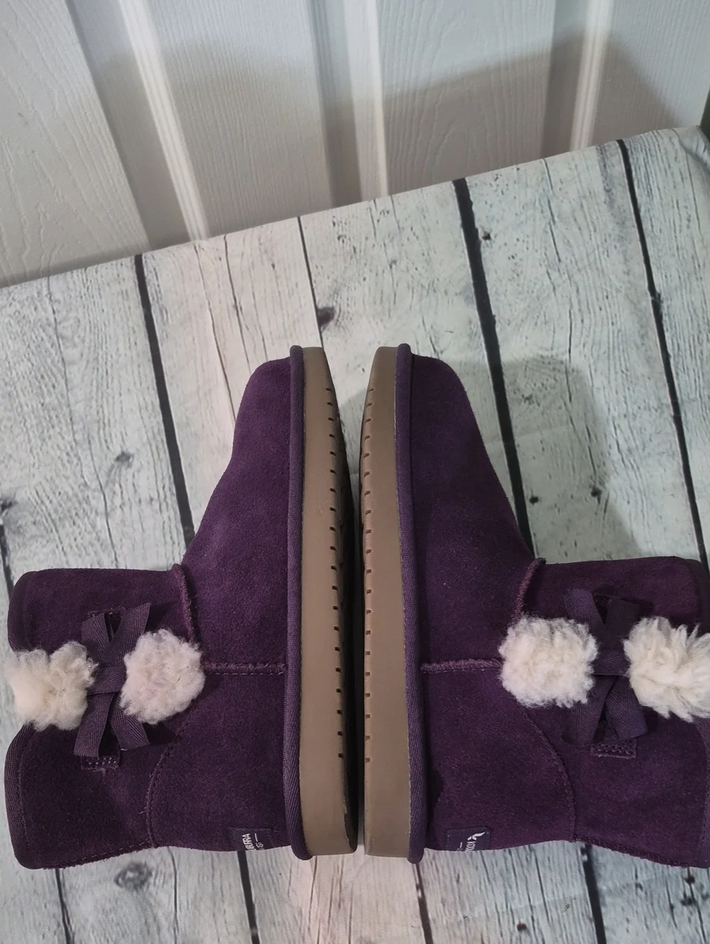 EUC Koolarburra Ugg Girl's Suede Fur Lined Bow Boots Plum Size 4